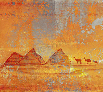 埃及纸摄影照片_与金字塔吉萨的旧纸