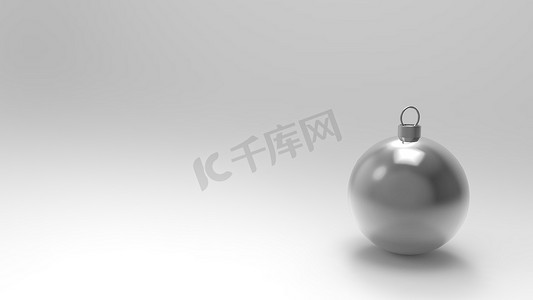 白色背景上的灰色球，圣诞树的彩色圣诞球，3d 渲染图，圣诞假期卡背景