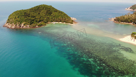 koh摄影照片_空中寄生虫视图小Koh Ma海岛， Ko Phangan泰国。