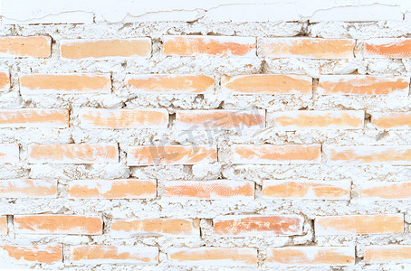 空荡荡的旧砖墙漆成质感快乐的红棕色墙宽垃圾砖墙破旧的建筑，石膏抽象网页横幅复制空间损坏