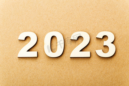 2023年字摄影照片_2023 年的木制文本