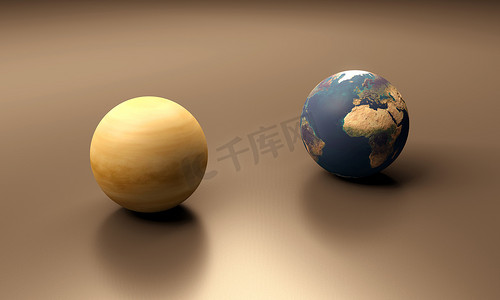 金星太阳系摄影照片_行星地球和金星空白
