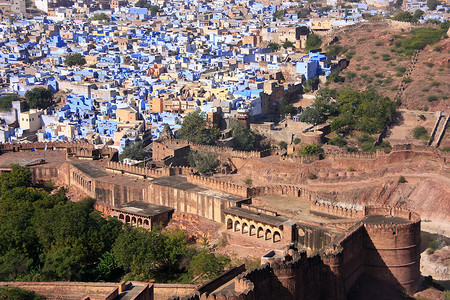从印度 Mehrangarh 堡垒看到的焦特普尔城