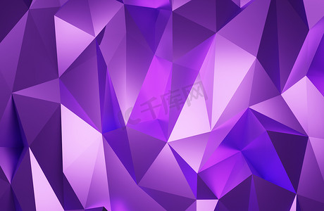 抽象几何图案背景多边形三角形背景紫色 3d 渲染