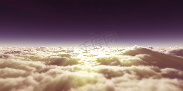 大气梦想摄影照片_梦想飞在云层之上射线光