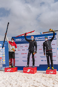 MARTI Werner SUI、BONNET Rémi SUI 和 ALZER Anton GER 在 ISMF WC Championships Comapedrosa Andorra 2021 领奖台上