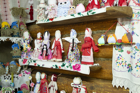 娃娃民间收藏，手工制作的 motanka 娃娃。