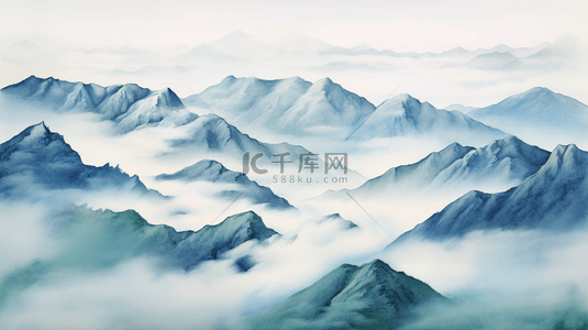 中国风传统古典水墨山河背景