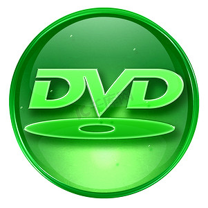 Dvd 图标绿色，白色背景上孤立。