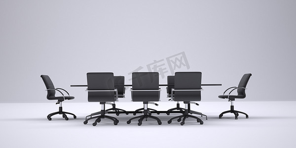 会议桌和黑色办公椅。