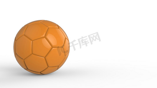 橙色足球塑料皮革金属织物球隔离在黑色背景上。