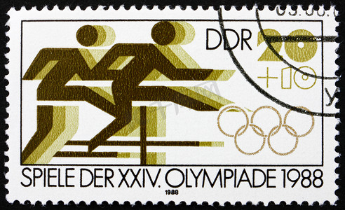 1988年摄影照片_邮票东德 1988 年跨栏比赛