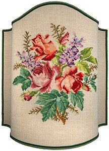 复古刺绣 - 玫瑰花朵和叶子