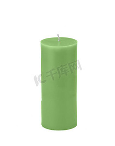 绿色蜡烛隔离在白色与剪裁路径