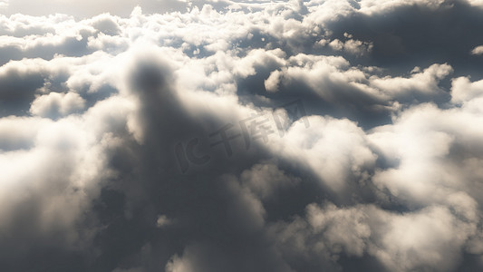 空气品质摄影照片_飞越云层抽象 3d 渲染