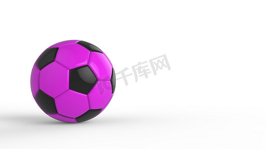 紫色足球塑料皮革金属织物球隔离在黑色背景上。