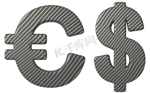 碳纤维字体美元和欧元符号