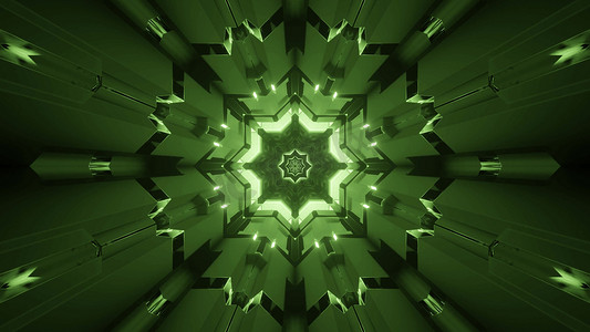抽象绿色水晶饰品的 3D 插图
