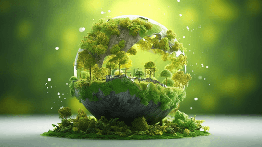 地球环境背景图片_绿色环保环境保护节能3D立体地球