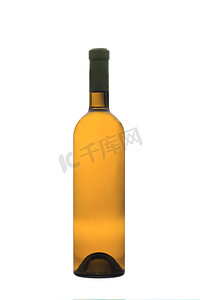 白葡萄酒瓶摄影照片_全白葡萄酒瓶。