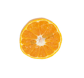 多汁口味摄影照片_多汁的橘子，普通话，白色背景中的橙子，特写，