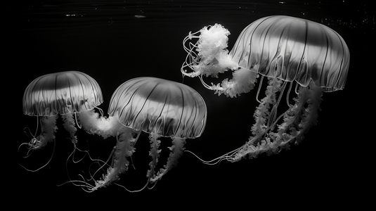 水中黑白相间的水母