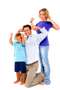 家庭展示肌肉