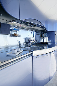 蓝银厨房现代建筑装饰