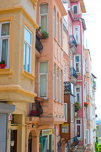 欧洲城市的老房子和街道