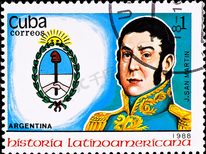 邮票显示阿根廷酋长 J. San Martin