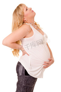 孕妇生病摄影照片_孕妇患有背痛