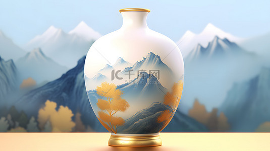 中国复古背景图片_中国风青花瓷瓷器山水背景