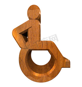 通用背景摄影照片_木头通用轮椅符号 (3d)