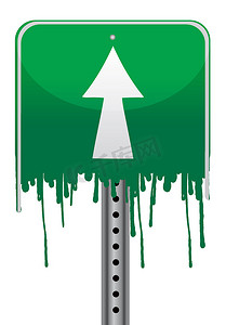 融化的绿色路牌插画设计