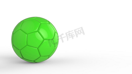 绿色足球塑料皮革金属织物球隔离在黑色背景上。