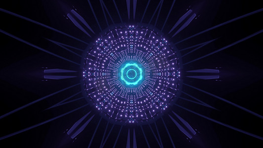 抽象圆形霓虹灯照明 3d 插图