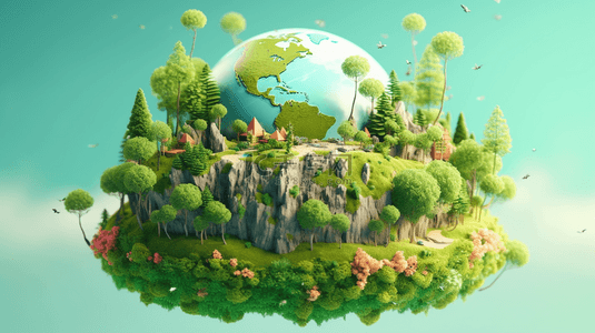 绿色地球环保背景图片_绿色环保节能3D立体地球