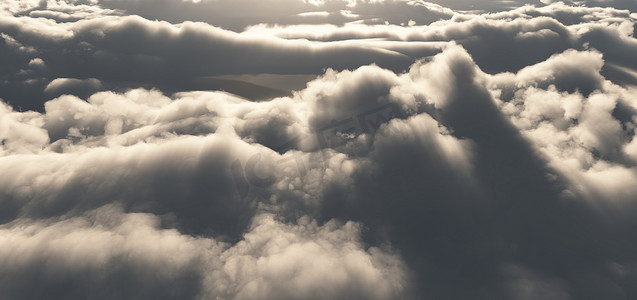 飞越云层抽象 3d 渲染