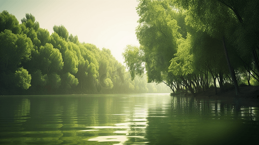 水体摄影照片_白天水体旁的绿树