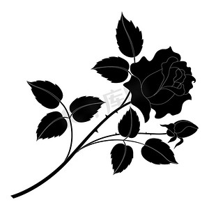 花玫瑰黑色剪影