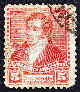 纳维亚摄影照片_“邮票阿根廷 1892 总统贝纳迪诺·里瓦达维亚”