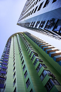 蓝色高楼大厦背景摄影照片_高楼大厦