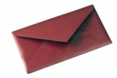 信封折叠摄影照片_一个红色的信封隔离在白色