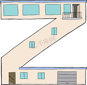 手绘的字母摄影照片_孤立的字母 Z 作为房子