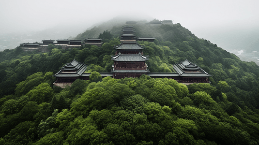 建筑景色摄影照片_自然风景山顶景色