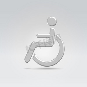 Stickman 在轮椅图标概念镜头中由金属制成的背光