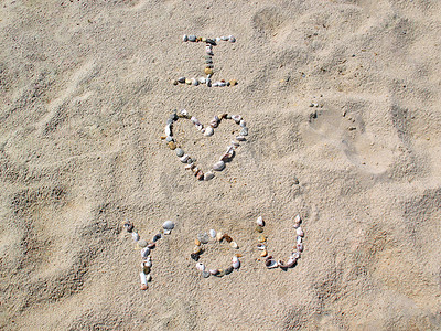 我我爱你摄影照片_海滩我爱你