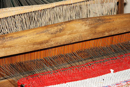 家纺床品摄影照片_古老的俄罗斯织布机