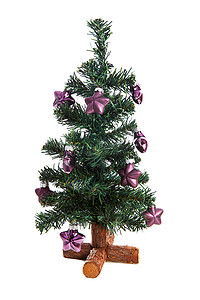 带紫色星星的塑料圣诞树