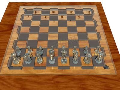 带棋盘和棋子的木制国际象棋桌